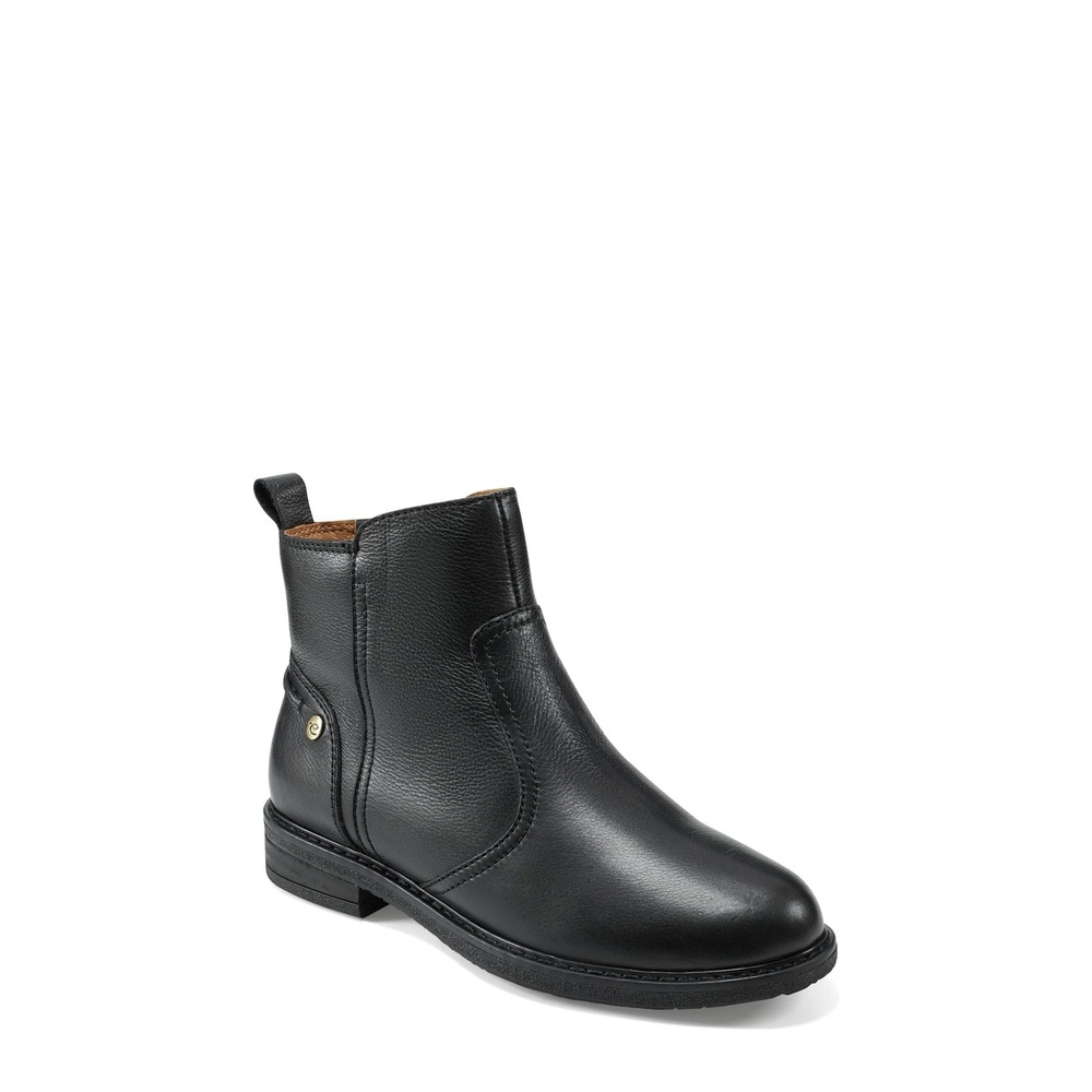 Easy Spirit Juna Black Leather Ankle Boots Womens 6.5 M Zip Up Comfort Booties